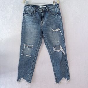 Hidden Women's Distressed Raw Hem Boyfriend Jeans Waist‎ 27